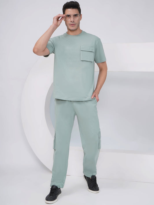 Sage Green Men's Co-ord Set with Utility Pockets –  - KMCS006