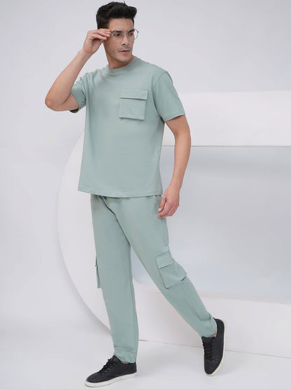 Sage Green Cargo Joggers-KML001