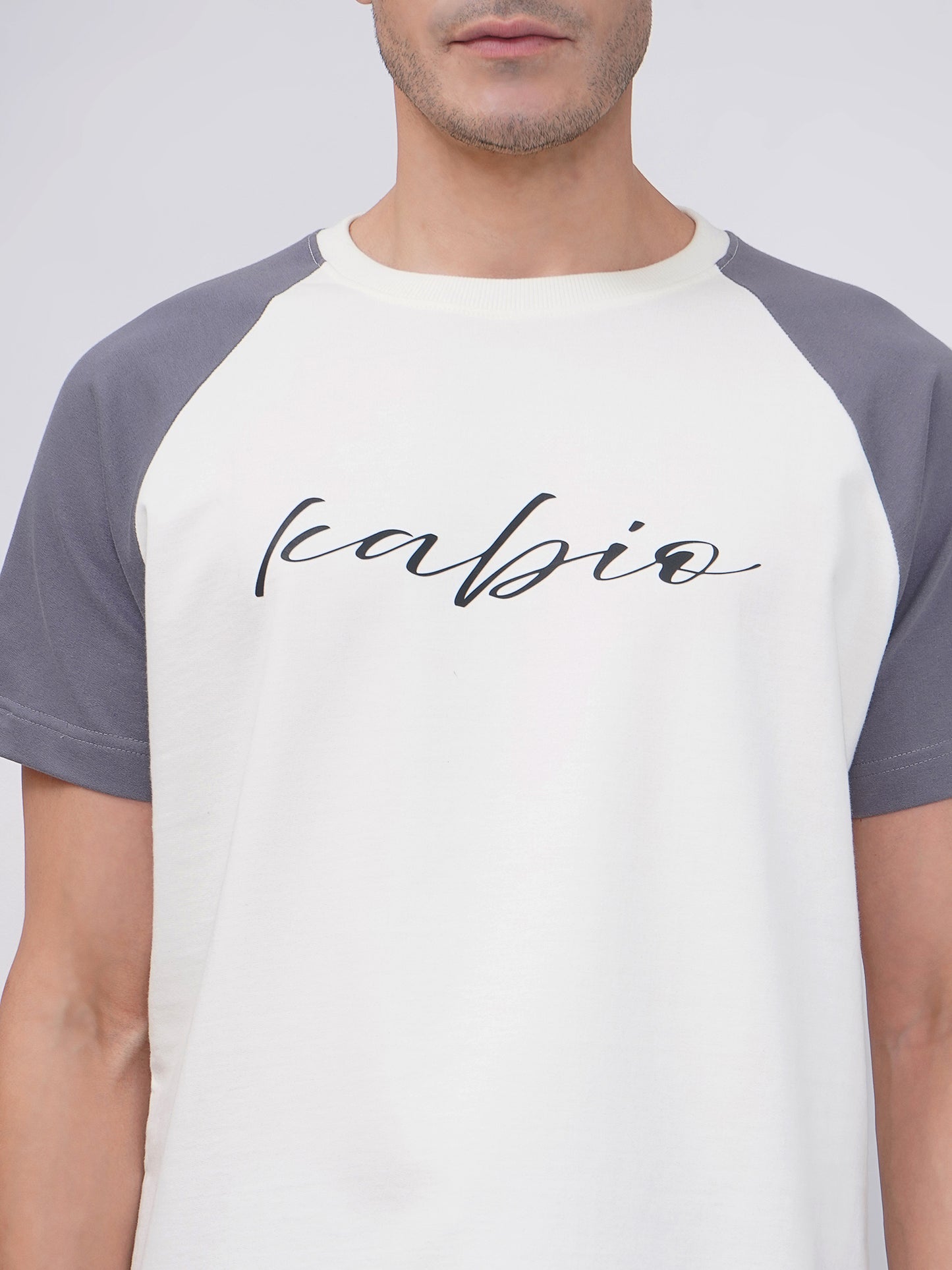 Men’s Off-White & Grey Colorblock Co-ord Set – KMCS005