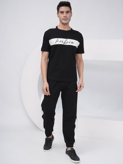 Men’s Black Contrast Panel Co-Ord Set – KMCS004