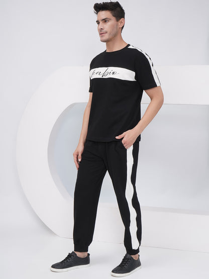 Men’s Black Contrast Panel Co-Ord Set – KMCS004
