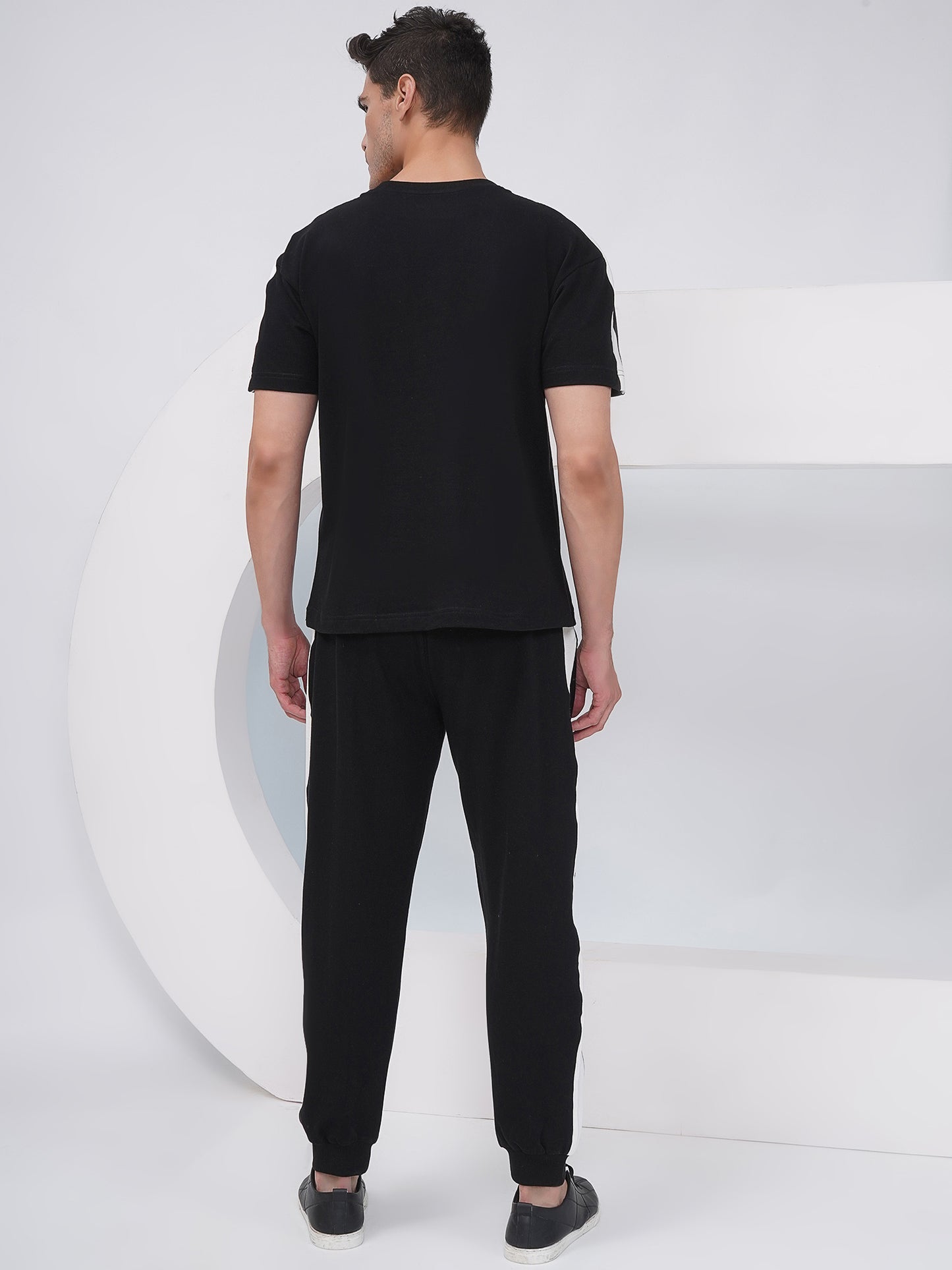 Men’s Black Contrast Panel Co-Ord Set – KMCS004