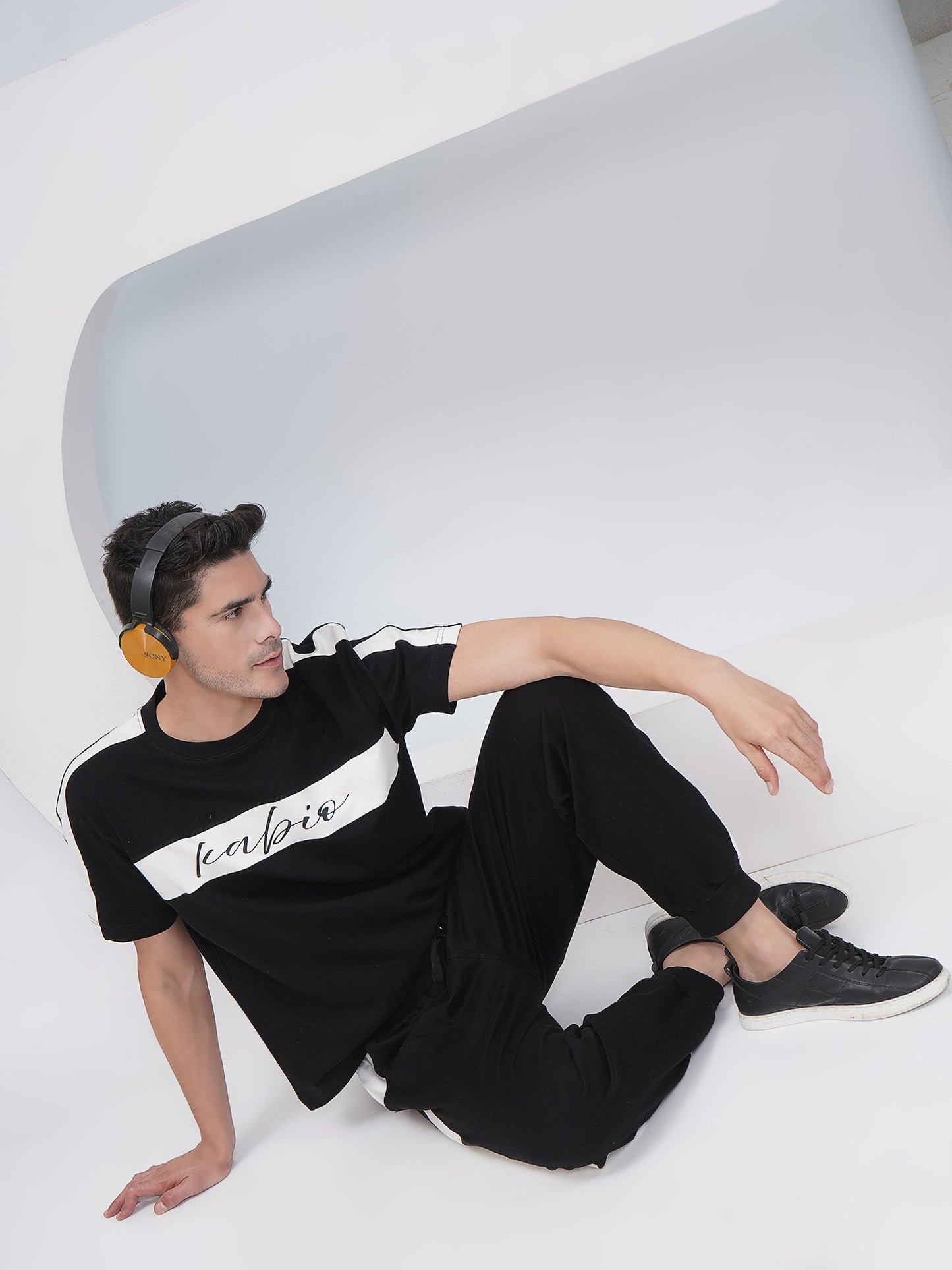 Men’s Black Contrast Panel Co-Ord Set – KMCS004