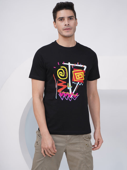 Black Men’s Graphic Print T-Shirt – KMRT002