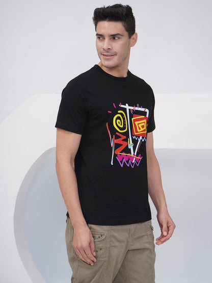 Black Men’s Graphic Print T-Shirt – KMRT002