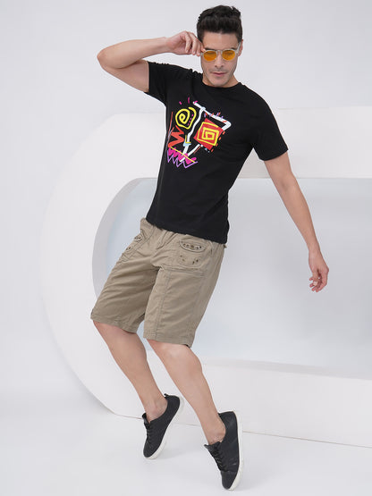 Black Men’s Graphic Print T-Shirt – KMRT002