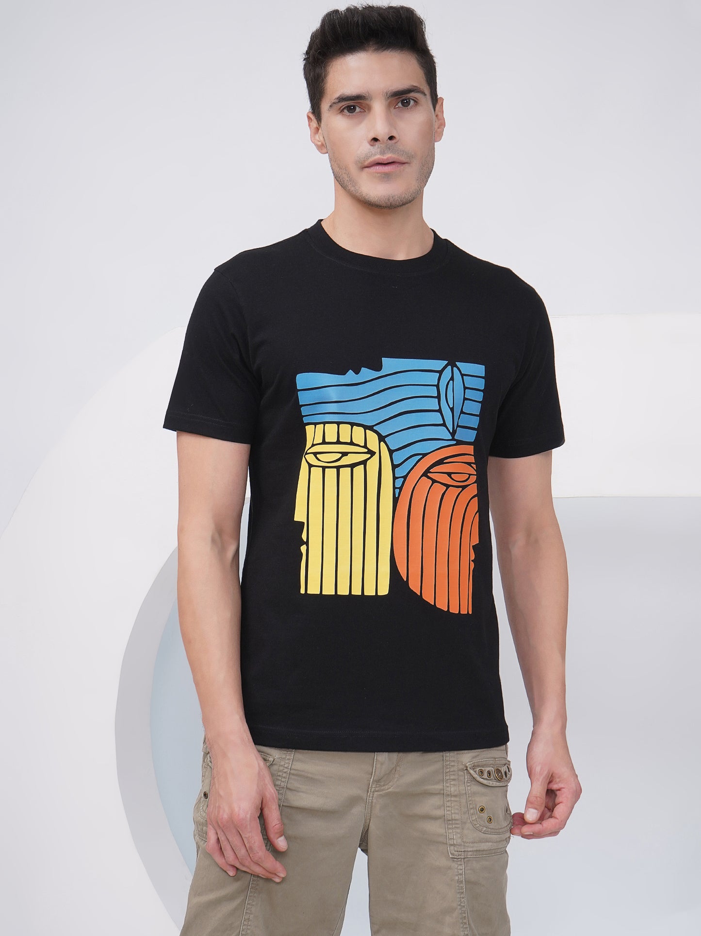 Men’s Black Graphic Print T-Shirt – KMRT003