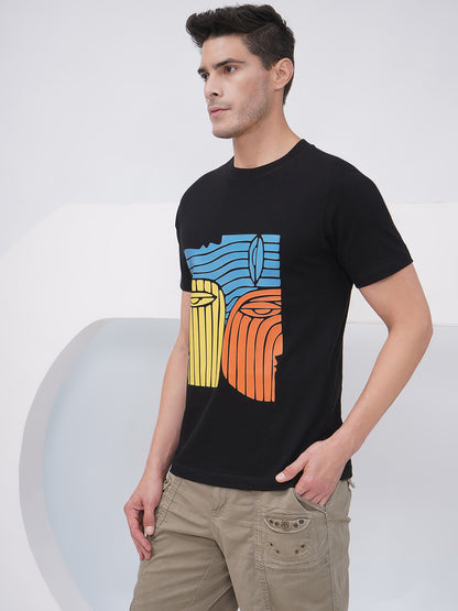Men’s Black Graphic Print T-Shirt – KMRT003