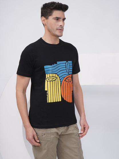 Men’s Black Graphic Print T-Shirt – KMRT003
