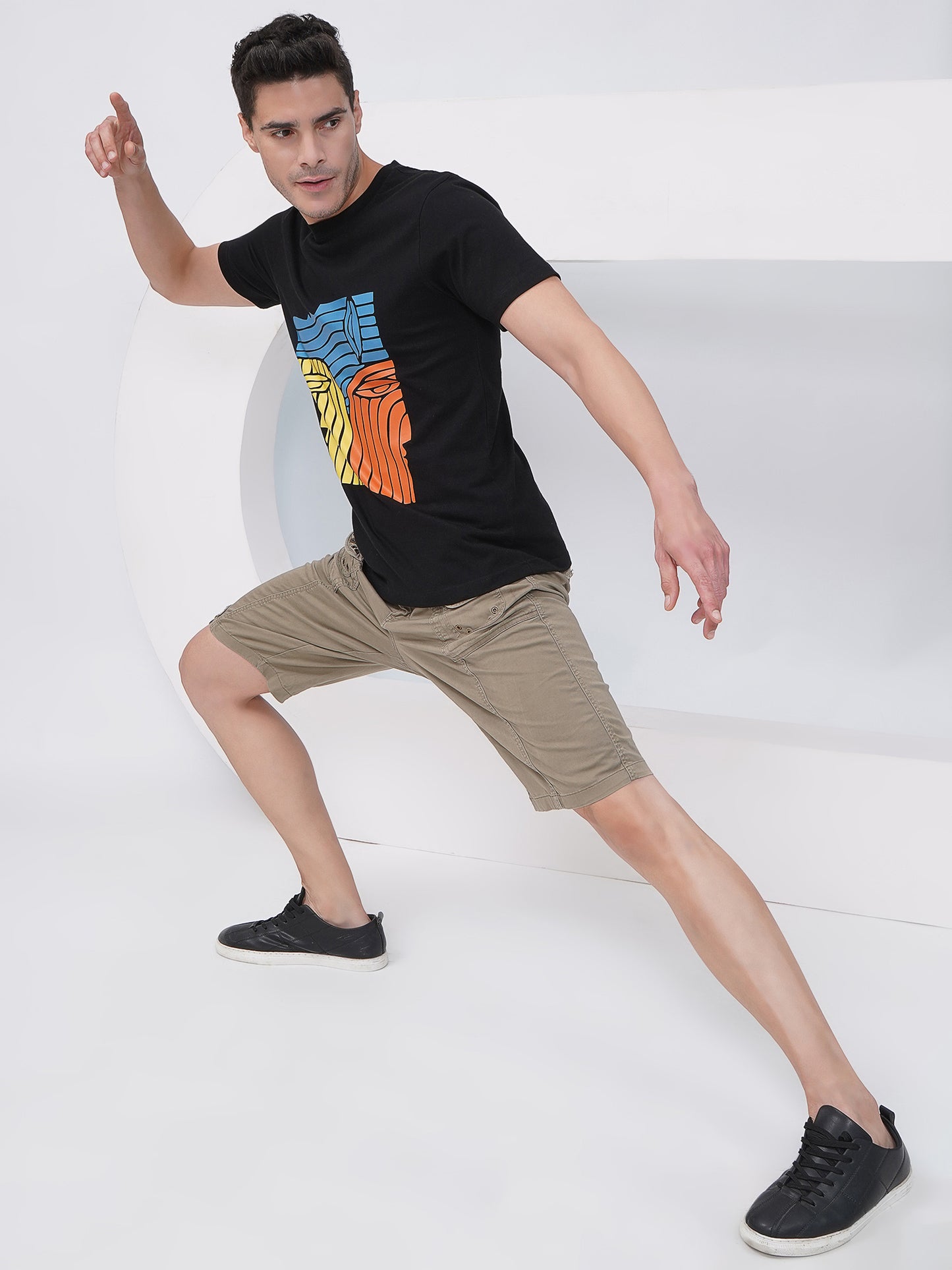 Men’s Black Graphic Print T-Shirt – KMRT003