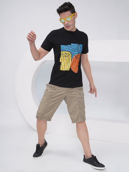 Men’s Black Graphic Print T-Shirt – KMRT003