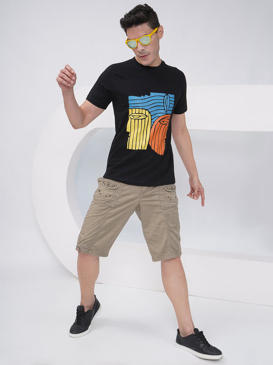 Men’s Black Graphic Print T-Shirt – KMRT003