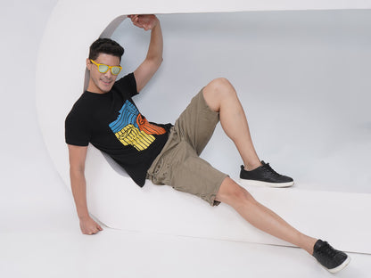 Men’s Black Graphic Print T-Shirt – KMRT003