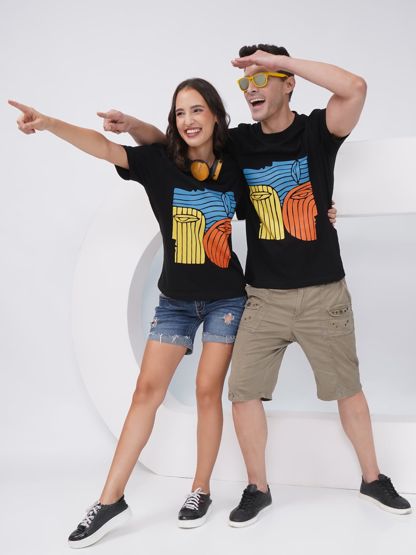 Bold Faces Cotton Couple T-Shirts-KD001