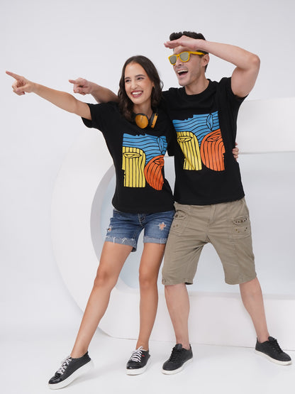 Bold Faces Cotton Couple T-Shirts-KD001