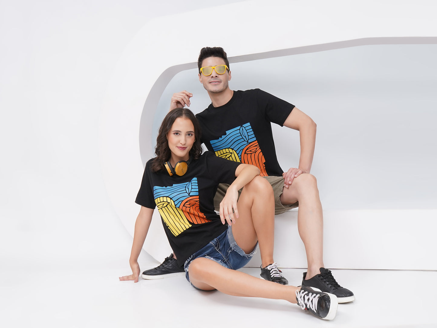 Bold Faces Cotton Couple T-Shirts-KD001
