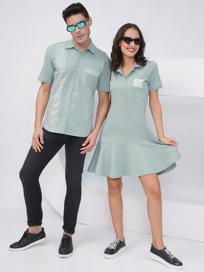 Sage Green Premium Cotton Couple Set-KD003