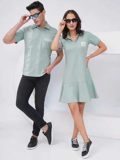 Sage Green Premium Cotton Couple Set-KD003