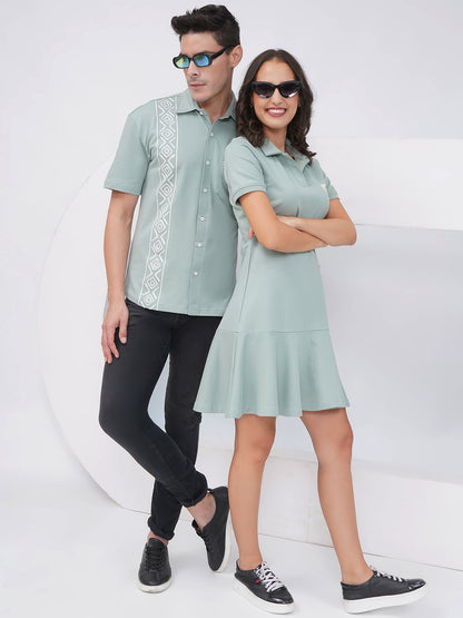 Sage Green Premium Cotton Couple Set-KD003