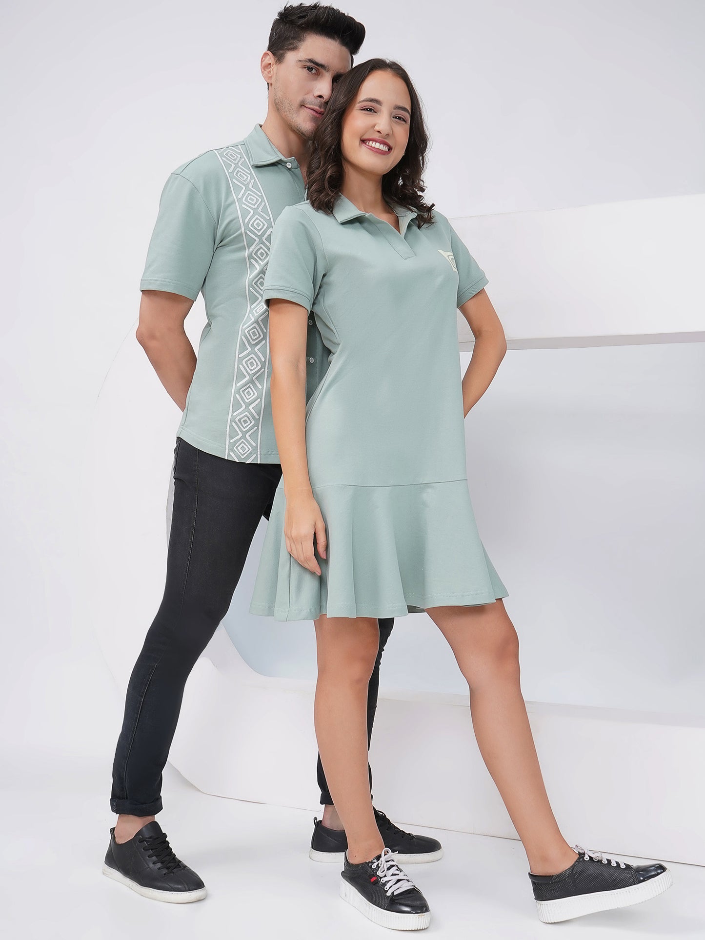 Sage Green Premium Cotton Couple Set-KD003