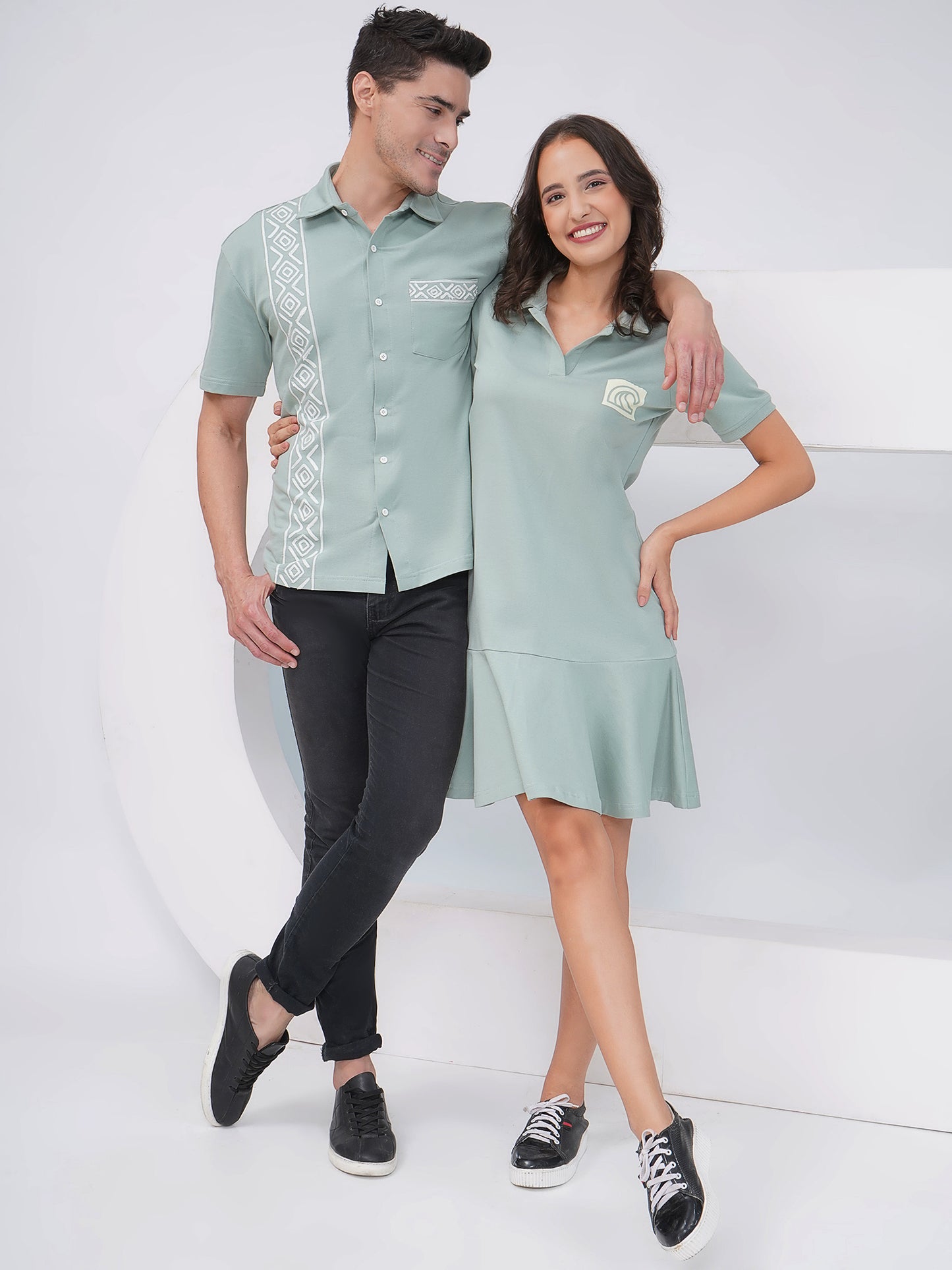 Sage Green Premium Cotton Couple Set-KD003