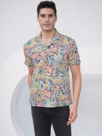 Multicolor Relaxed Fit Floral Print Casual Shirt- KMS002