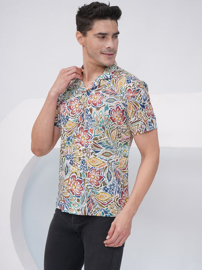 Multicolor Relaxed Fit Floral Print Casual Shirt- KMS002