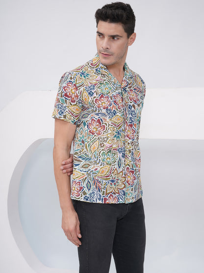 Multicolor Relaxed Fit Floral Print Casual Shirt- KMS002