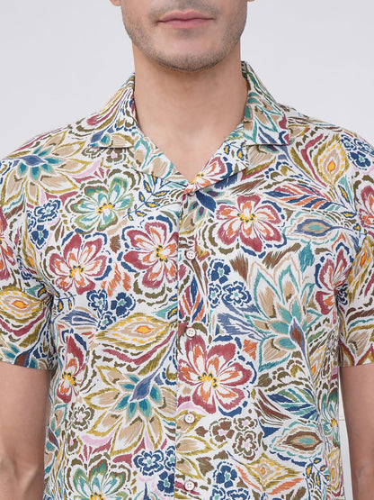 Multicolor Relaxed Fit Floral Print Casual Shirt- KMS002