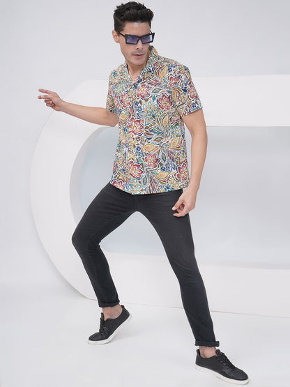 Multicolor Relaxed Fit Floral Print Casual Shirt- KMS002