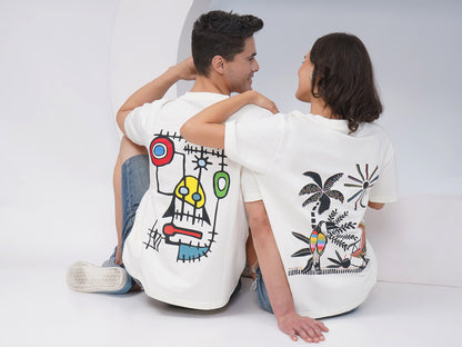 Unisex Oversized T-Shirts – Off White (Set of 2)- KD004