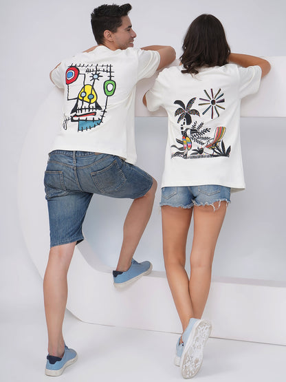 Unisex Oversized T-Shirts – Off White (Set of 2)- KD004