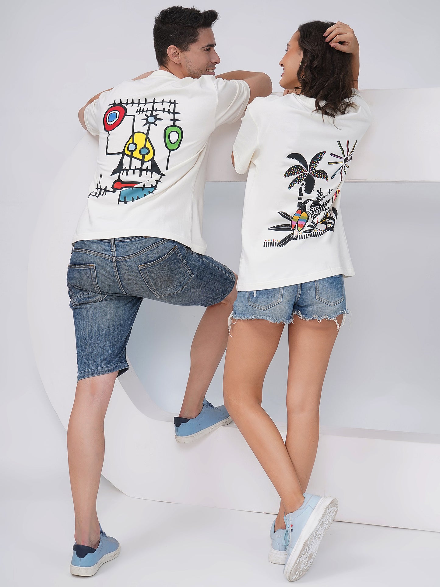 Unisex Oversized T-Shirts – Off White (Set of 2)- KD004