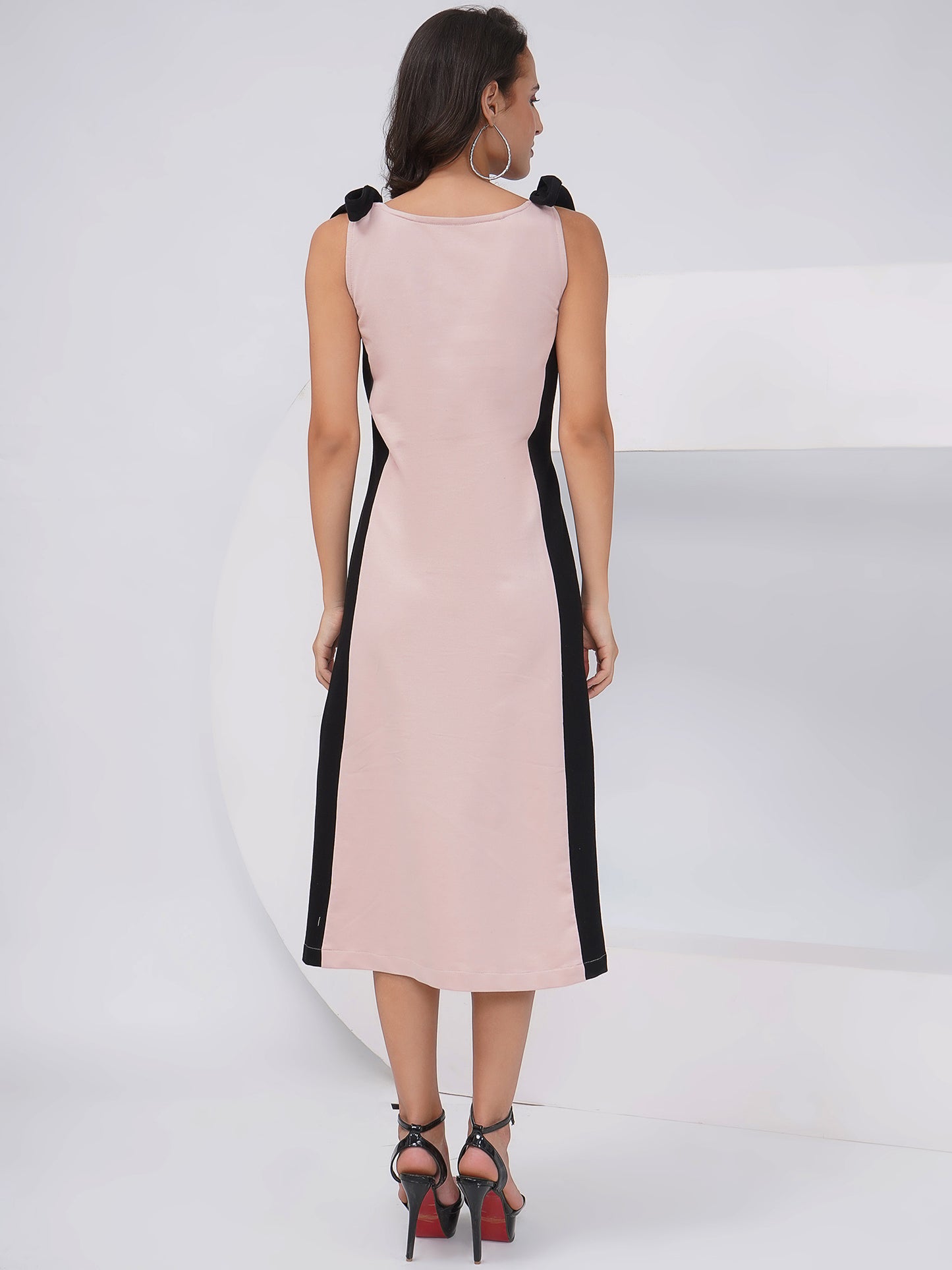 Colorblock Sleeveless Midi Dress with Side Slits-KWD006