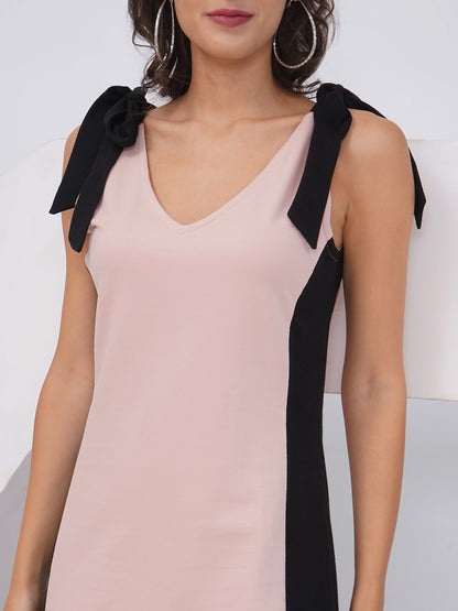 Colorblock Sleeveless Midi Dress with Side Slits-KWD006