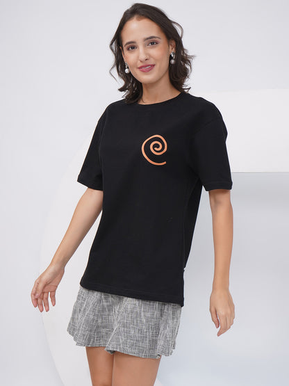 Black Oversized Graphic Back Print T-Shirt – KWOT013