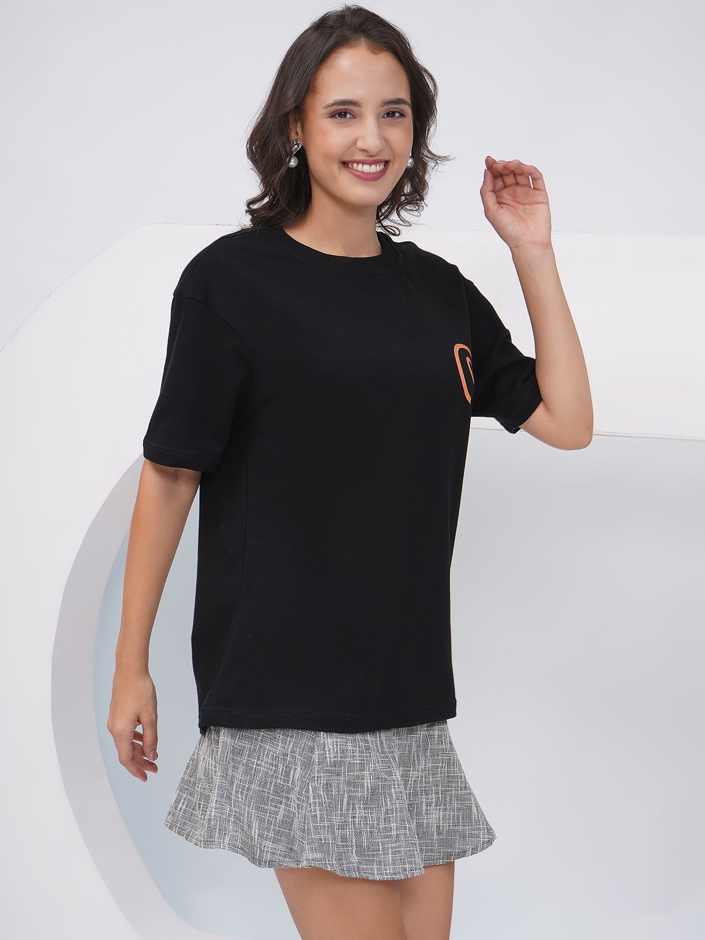 Black Oversized Graphic Back Print T-Shirt – KWOT013