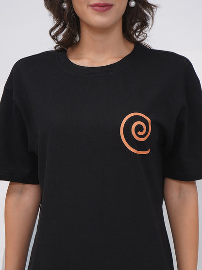 Black Oversized Graphic Back Print T-Shirt – KWOT013